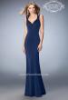 Picture of: Long Jersey Prom Gown with Rhinestone Straps in Blue, Style: 22675, Main Picture