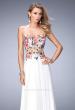 Picture of: Long Chiffon Dress with Lace Applique and Rhinestones in White, Style: 22709, Main Picture