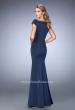Picture of: Off the Shoulder Prom Dress with Beaded Neckline in Blue, Style: 22716, Back Picture