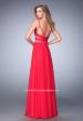 Picture of: Two Piece Attached Chiffon Prom Dress with Cut Outs in Pink, Style: 22718, Back Picture