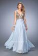 Picture of: Long Embellished Evening Gown with V Neckline in Blue, Style: 22725, Main Picture