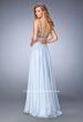 Picture of: Long Embellished Evening Gown with V Neckline in Blue, Style: 22725, Back Picture