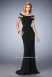 Picture of: Off the Shoulder Dress with Cut Outs and Open Back in Black, Style: 22728, Back Picture