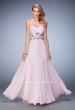 Picture of: Chiffon Gown with Gathered Bust and Lace Belt in Pink, Style: 22731, Main Picture