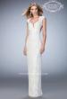 Picture of: Long Lace Gown with Sheer Sleeves and Back Slit in White, Style: 22735, Main Picture