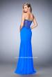 Picture of: Long Prom Gown with Exposed Boning and Stones in Blue, Style: 22753, Back Picture