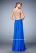 Picture of: Long Chiffon Gown with V Neckline and Crystal Straps in Blue, Style: 22762, Back Picture