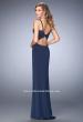 Picture of: Jersey Prom Dress with Satin Panels and Sheer Detail in Blue, Style: 22770, Back Picture