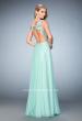 Picture of: Multicolored Floral Lace Embellished Long Prom Dress in Green, Style: 22804, Back Picture