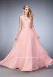 Picture of: Chiffon Gown with Beaded and Lace Bodice and Train in Pink, Style: 22824, Main Picture
