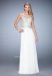 Picture of: Chiffon Gown with Beaded and Lace Bodice and Train in White, Style: 22824, Detail Picture 2