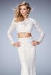 Picture of: Two Piece Lace Dress with Sheer Detail and Train in White, Style: 22871, Main Picture
