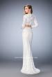 Picture of: Two Piece Lace Dress with Sheer Detail and Train in White, Style: 22871, Back Picture