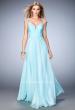 Picture of: Cap Sleeve Chiffon Dress with "V" Neckline in Blue, Style: 22876, Main Picture