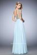 Picture of: Cap Sleeve Chiffon Dress with "V" Neckline in Blue, Style: 22876, Back Picture