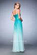 Picture of: Long Ombre Chiffon Gown with Gathered Bodice in Blue, Style: 22880, Back Picture