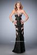 Picture of: Long Lace Prom Gown with Floral Applique and Train in Black, Style: 22914, Main Picture