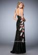 Picture of: Long Lace Prom Gown with Floral Applique and Train in Black, Style: 22914, Back Picture