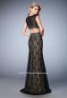 Picture of: Two Piece Tulle Gown with Scalloped Hem and Beading in Black, Style: 22927, Back Picture