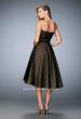 Picture of: Tea Length Dress with Polka Dots and Striped Bodice in Black, Style: 22961, Back Picture