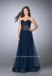 Picture of: Strapless dress with a sheer corset bodice and beaded tulle skirt in Blue, Style: 22964, Main Picture