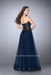 Picture of: Strapless dress with a sheer corset bodice and beaded tulle skirt in Blue, Style: 22964, Back Picture