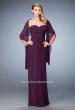 Picture of: Evening Gown with Pleated Bodice and Shawl in Purple, Style: 23023, Detail Picture 2
