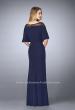 Picture of: Sheer Beaded Evening Dress with Faux Cape in Blue, Style: 23113, Back Picture