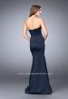 Picture of: Satin Mermaid Dress with Figure Flattering Seams in Blue, Style: 23197, Back Picture