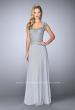 Picture of: Cap Sleeve Beaded Lace Evening Gown in Silver, Style: 23286, Main Picture