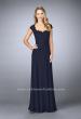 Picture of: Cap Sleeve Beaded Lace Evening Gown in Blue, Style: 23286, Detail Picture 1