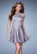 Picture of: Short Jersey Dress with Keyhole and Rhinestones in Silver, Style: 23365, Main Picture