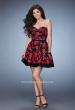 Picture of: Short Rose Print Dress with Satin Trim and Bow in Print, Style: 23385, Detail Picture 1