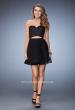Picture of: Short Homecoming Dress with Cut Outs and Stones in Black, Style: 23402, Detail Picture 1