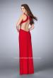Picture of: Long Fitted Dress with Cut Outs and Side Slit in Red, Style: 23418, Back Picture