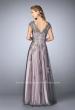 Picture of: Tulle Evening Gown with Embroidery and Cap Sleeves, Style: 23449, Back Picture