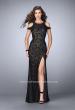Picture of: Cold Shoulder Lace Dress with Side Slit and Open Back in Black, Style: 23565, Detail Picture 3