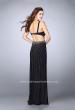 Picture of: Fitted Prom Dress with Rhinestone and Deep V Neckline in Black, Style: 23586, Back Picture