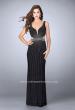 Picture of: Fitted Prom Dress with Rhinestone and Deep V Neckline in Black, Style: 23586, Detail Picture 1