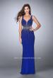 Picture of: Fitted Prom Dress with Rhinestone and Deep V Neckline in Blue, Style: 23586, Detail Picture 2