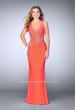 Picture of: Fitted Prom Dress with Rhinestone and Deep V Neckline in Orange, Style: 23586, Detail Picture 3