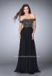 Picture of: Off the Shoulder Long Prom Dress with Beaded Bodice in Black, Style: 23644, Main Picture