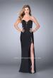 Picture of: Strapless Jersey Dress with Lace Up Neckline and Slit in Black, Style: 23650, Detail Picture 1