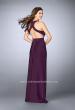 Picture of: Fitted Jersey Dress with a High Neckline and Open Back in Purple, Style: 23655, Back Picture