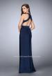 Picture of: Fitted Jersey Dress with a High Neckline and Open Back in Blue, Style: 23655, Detail Picture 3