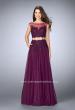 Picture of: Lace Two Piece Dress with a High Neck and Tulle Skirt in Purple, Style: 23666, Main Picture