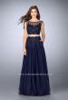 Picture of: Lace Two Piece Dress with a High Neck and Tulle Skirt in Blue, Style: 23666, Detail Picture 1
