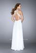 Picture of: A-line Dress with Lace Illusion Neckline and Chiffon Skirt in White, Style: 23704, Back Picture