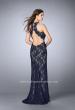 Picture of: High Neck Lace Dress with Scalloped Back and Slit in Blue, Style: 23708, Back Picture
