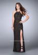 Picture of: High Neck Lace Gown with Side Cut Outs and Open Back in Black, Style: 23744, Main Picture